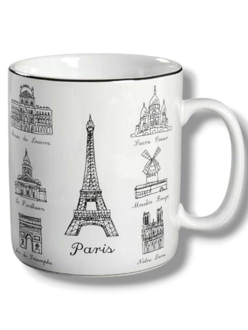 222Fifth Paris Landmarks 28oz Mug Eiffel Tower Around the City Porcelain .8L Cup
